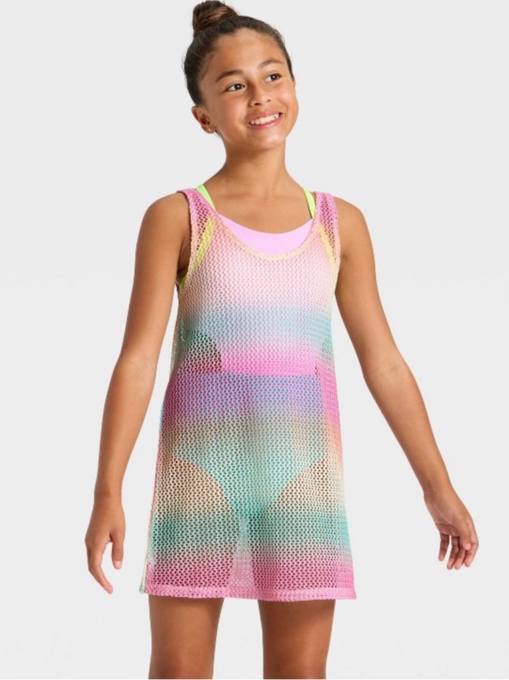 Cat & Jack Girls Rainbow Mesh Cover-Up Dress size L